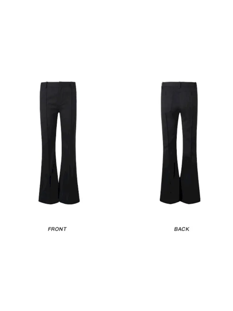 black ironing line slim flared trousers