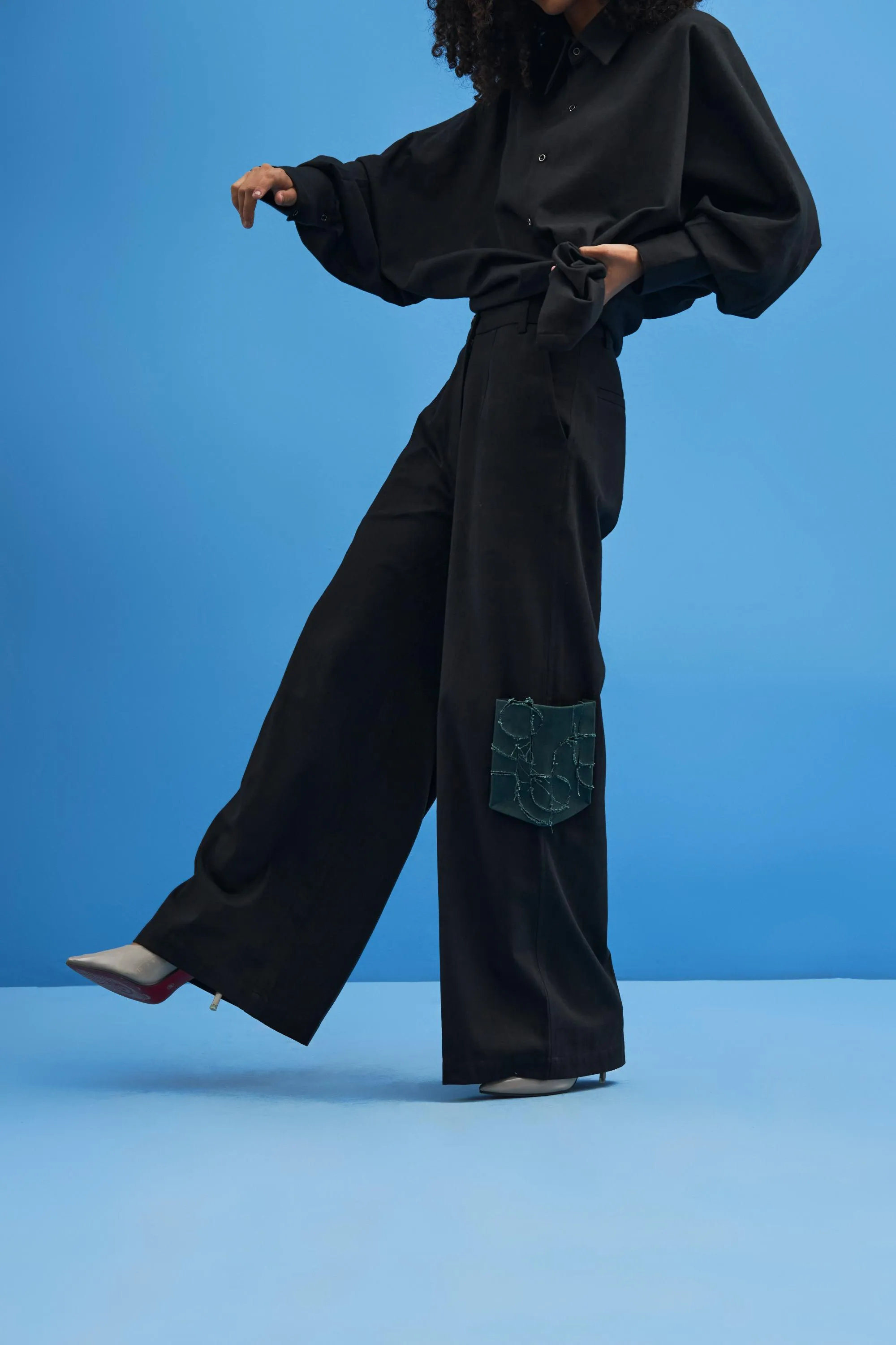 Black Shoji Patchwork Trousers