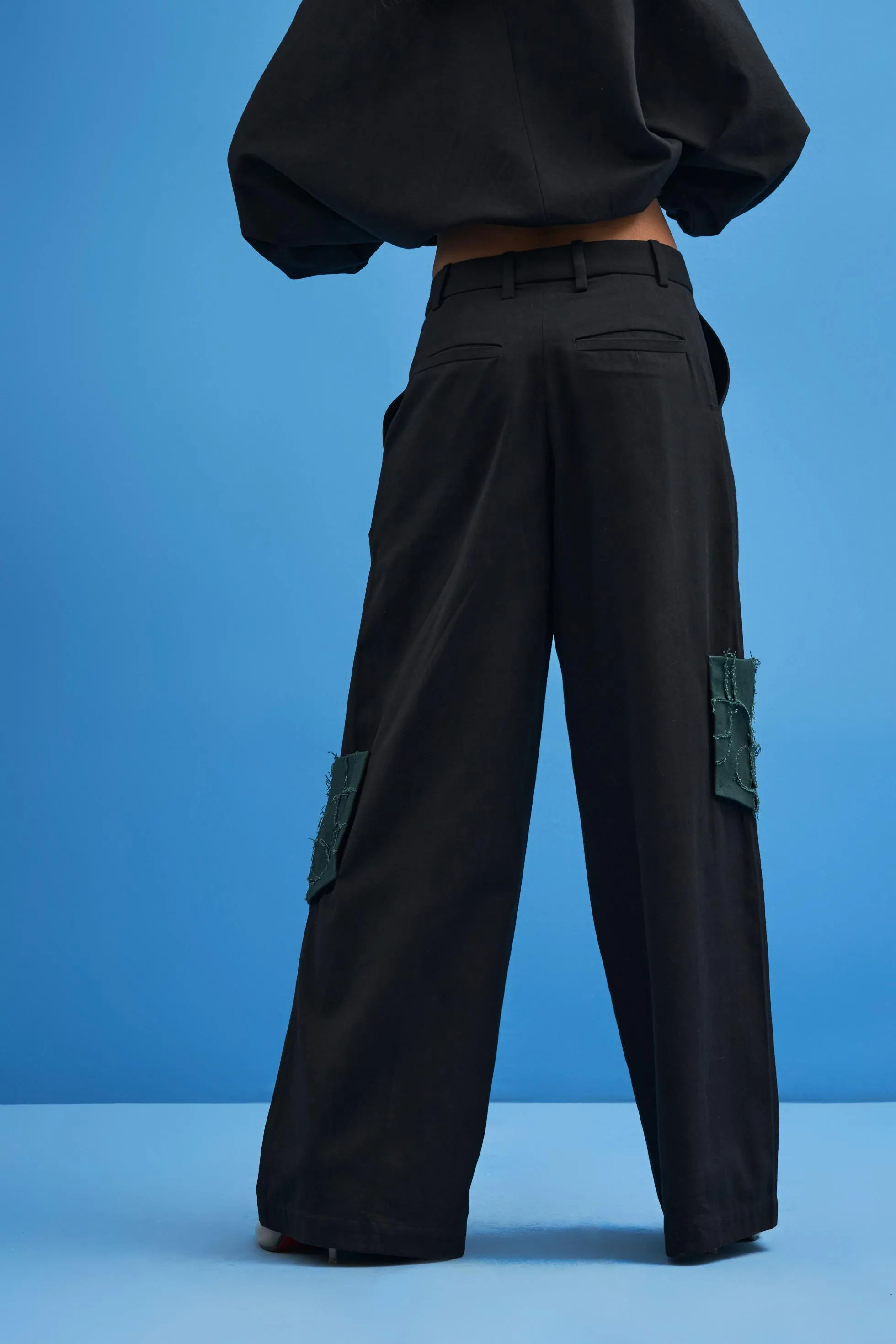 Black Shoji Patchwork Trousers
