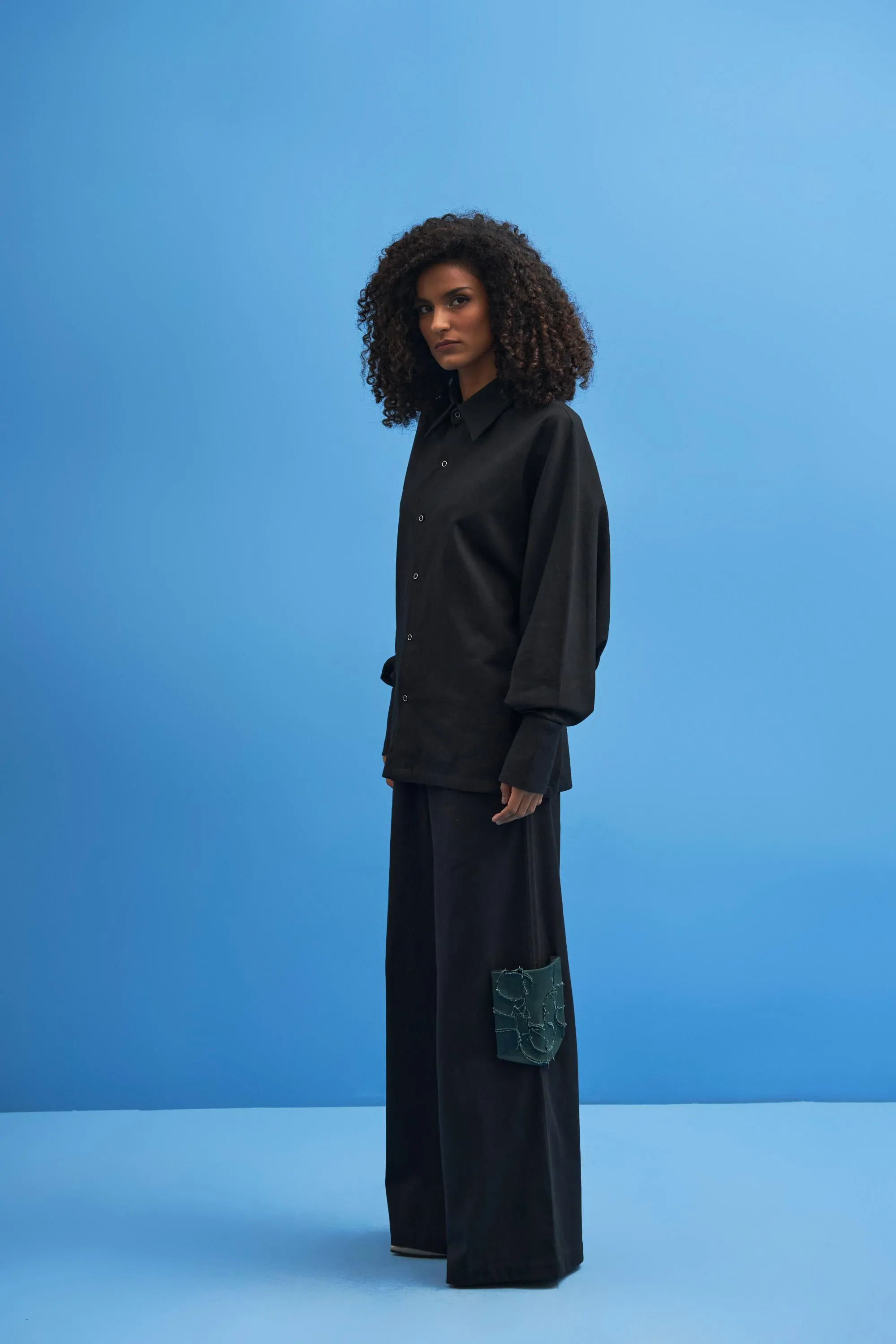 Black Shoji Patchwork Trousers