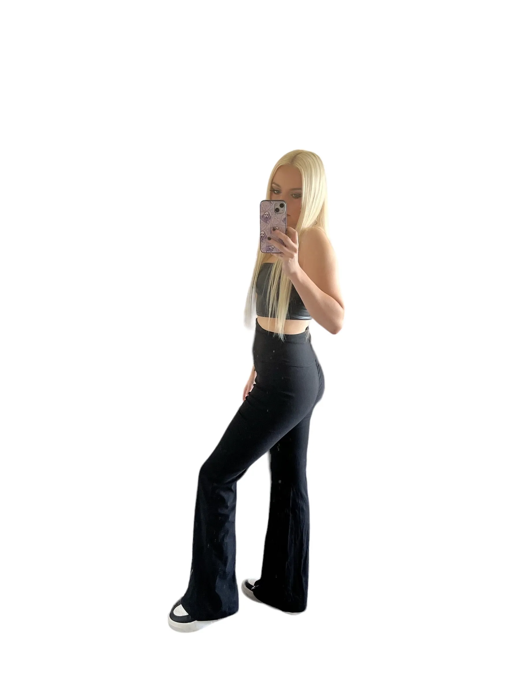 Black Zip Punk Flare Trousers
