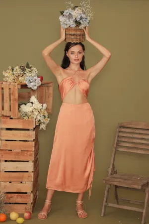 BLANCHE SET Halter Multiway Top with Asymmetric Tie Skirt (Copper SC Silk)