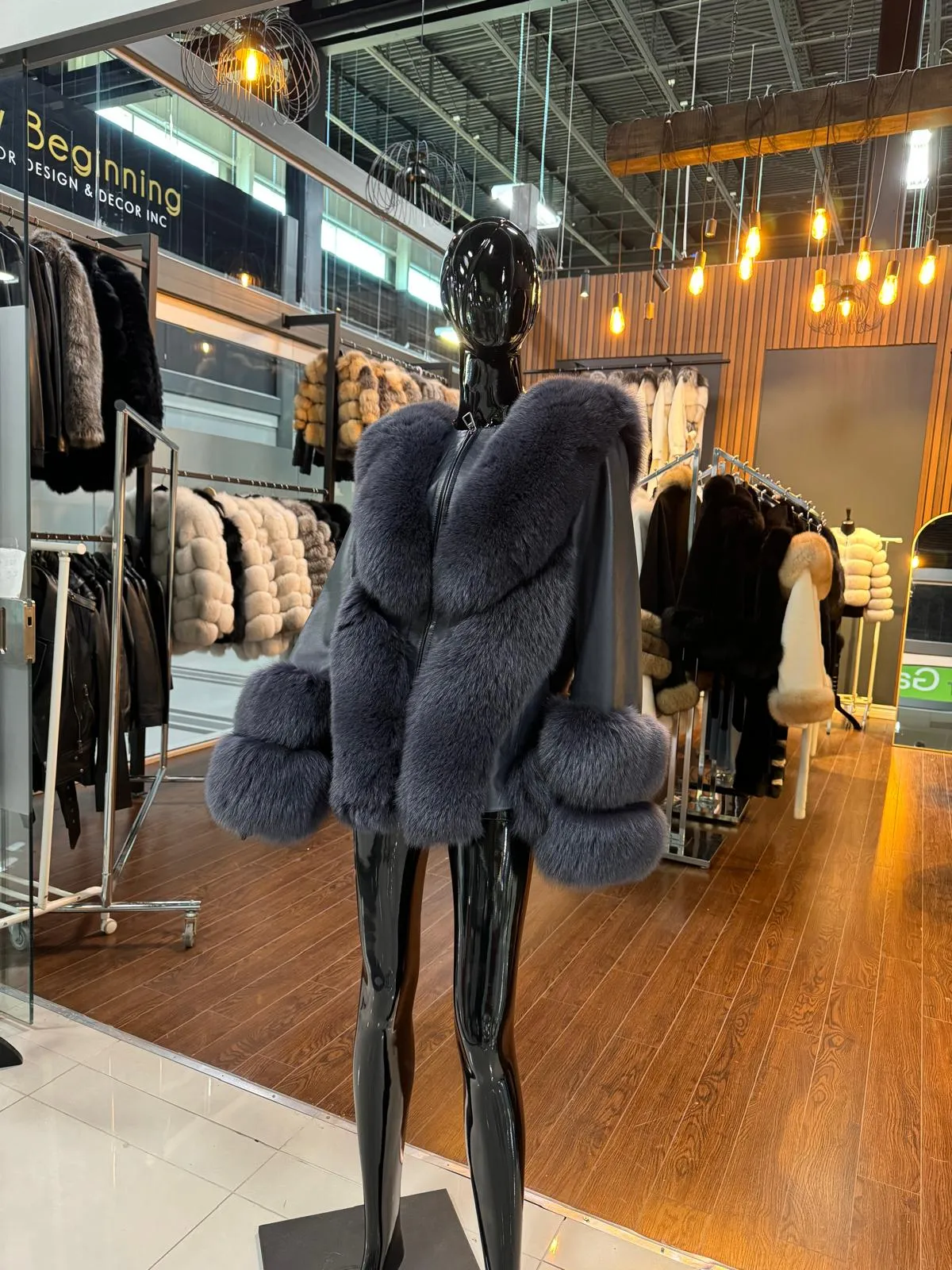 Blue Fox Fur and Leather Jacket
