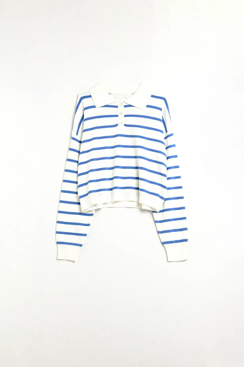 blue striped soft knit polo