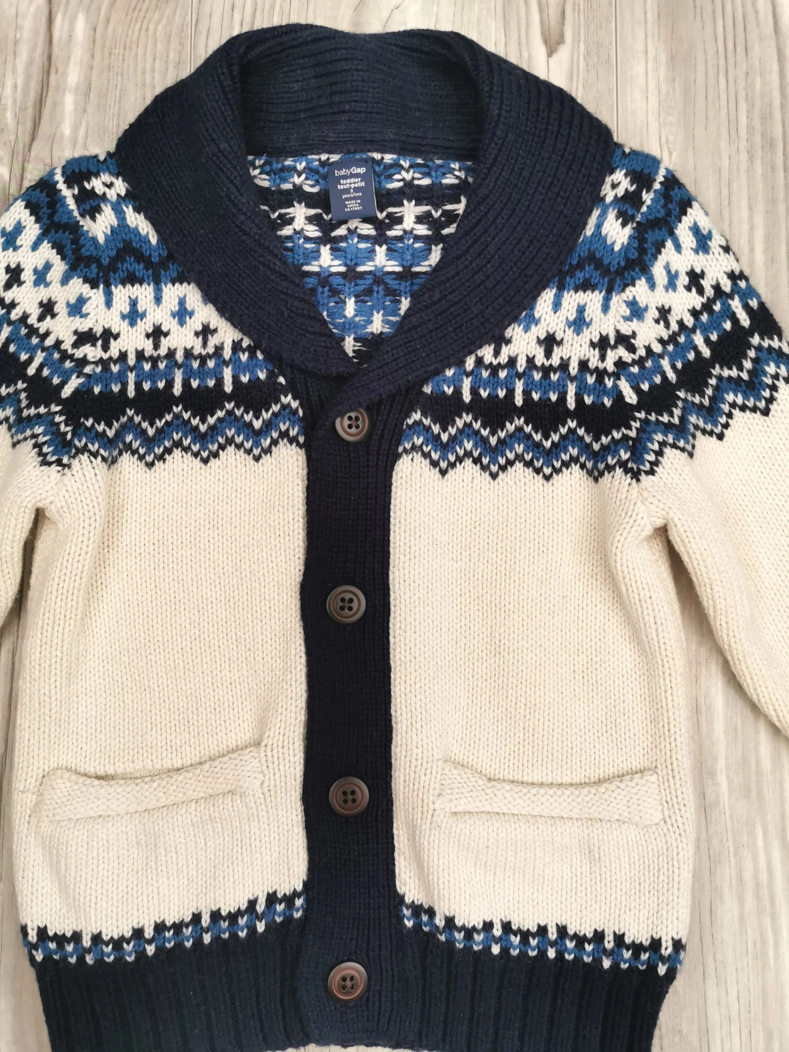 BOY SIZE 3 YEARS - Baby GAP, Thick Knit Sweater Jacket EUC B39