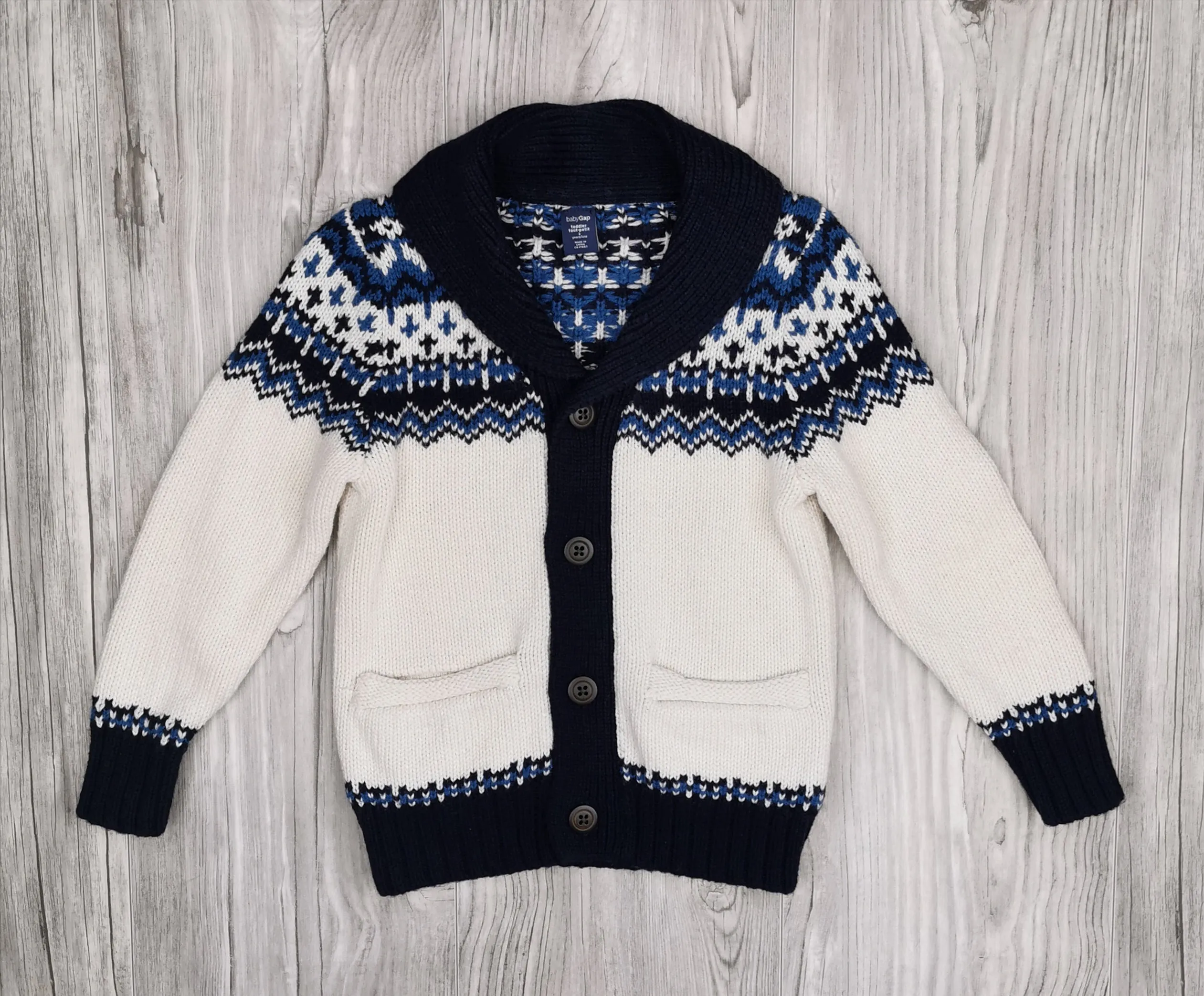 BOY SIZE 3 YEARS - Baby GAP, Thick Knit Sweater Jacket EUC B39