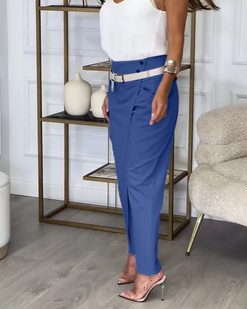 Bree - Patchwork Pants with Belt