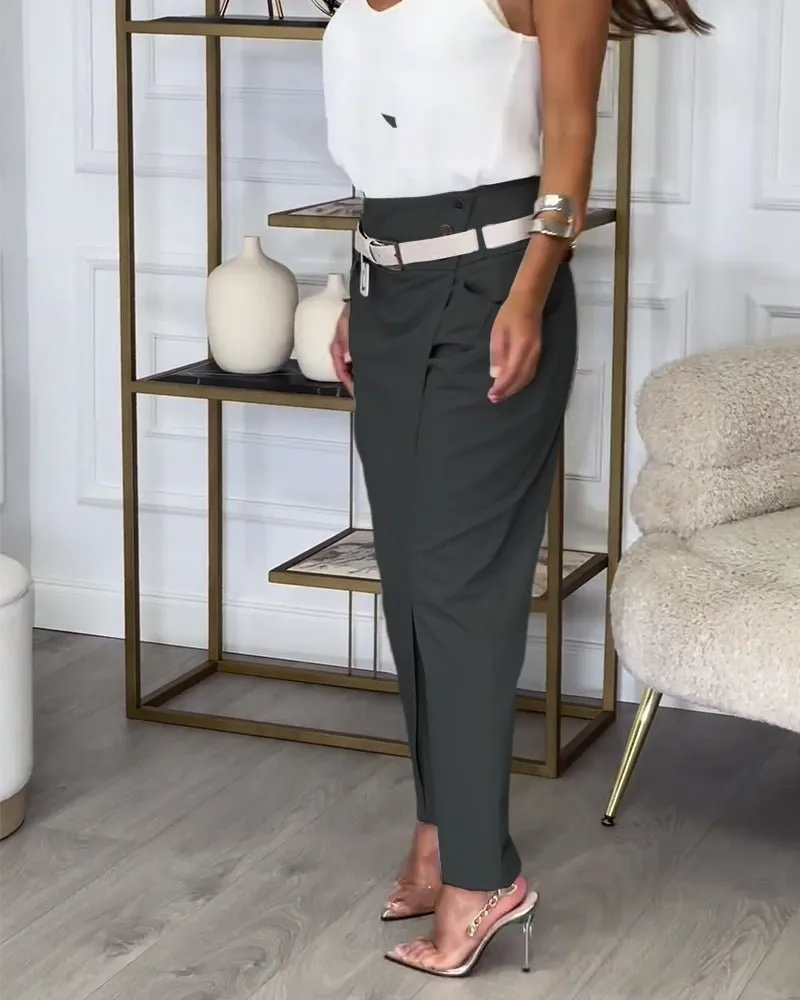 Bree - Patchwork Pants with Belt
