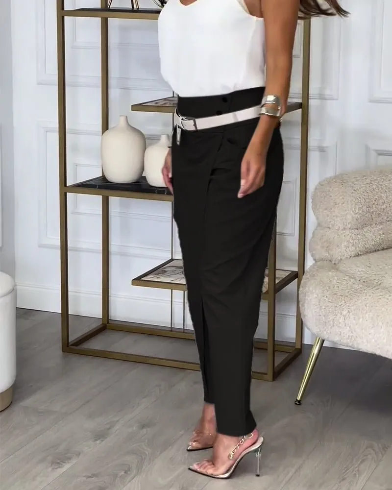 Bree - Patchwork Pants with Belt