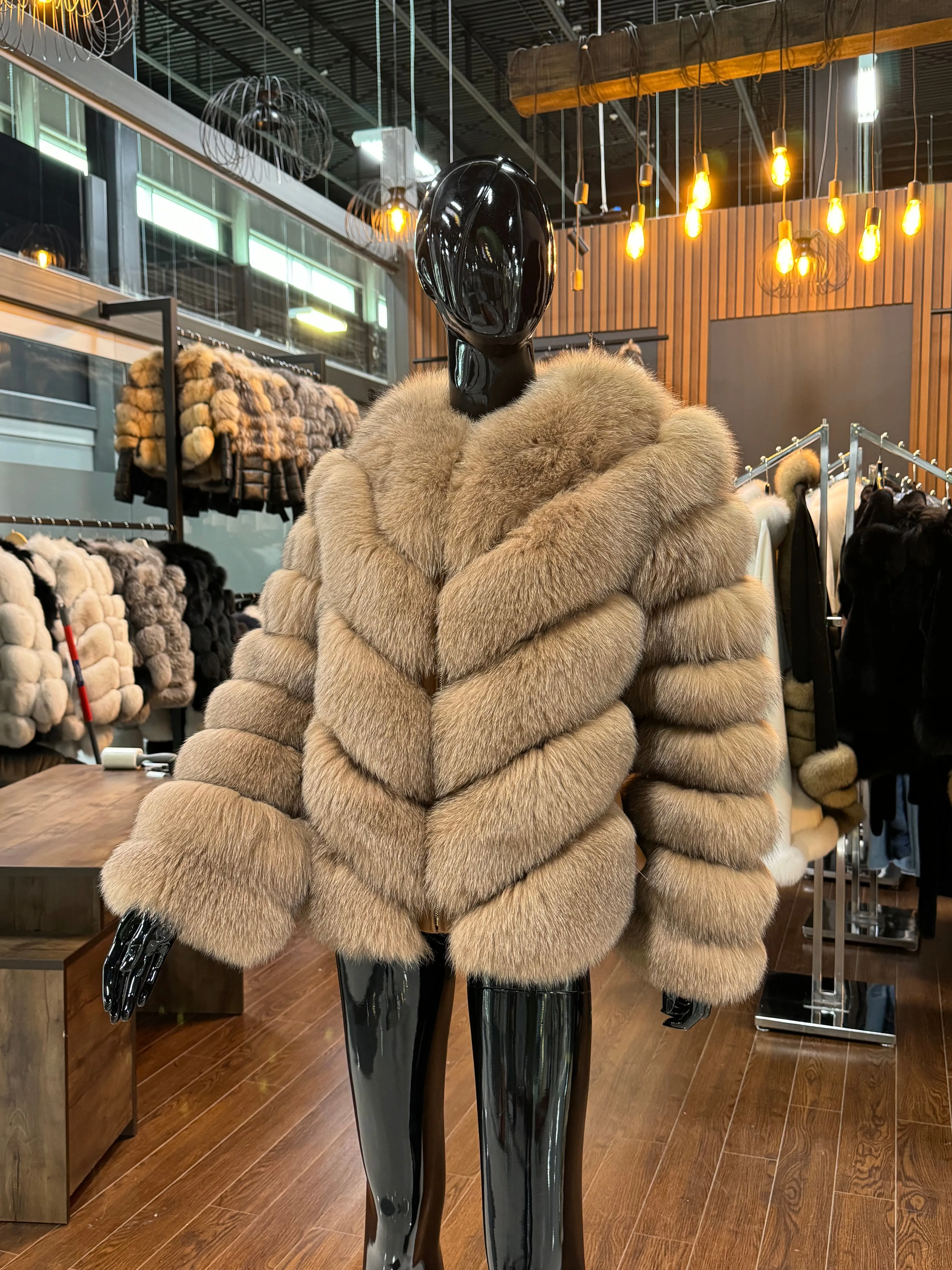 BROWN FOX FUR JACKET-SKU 1014