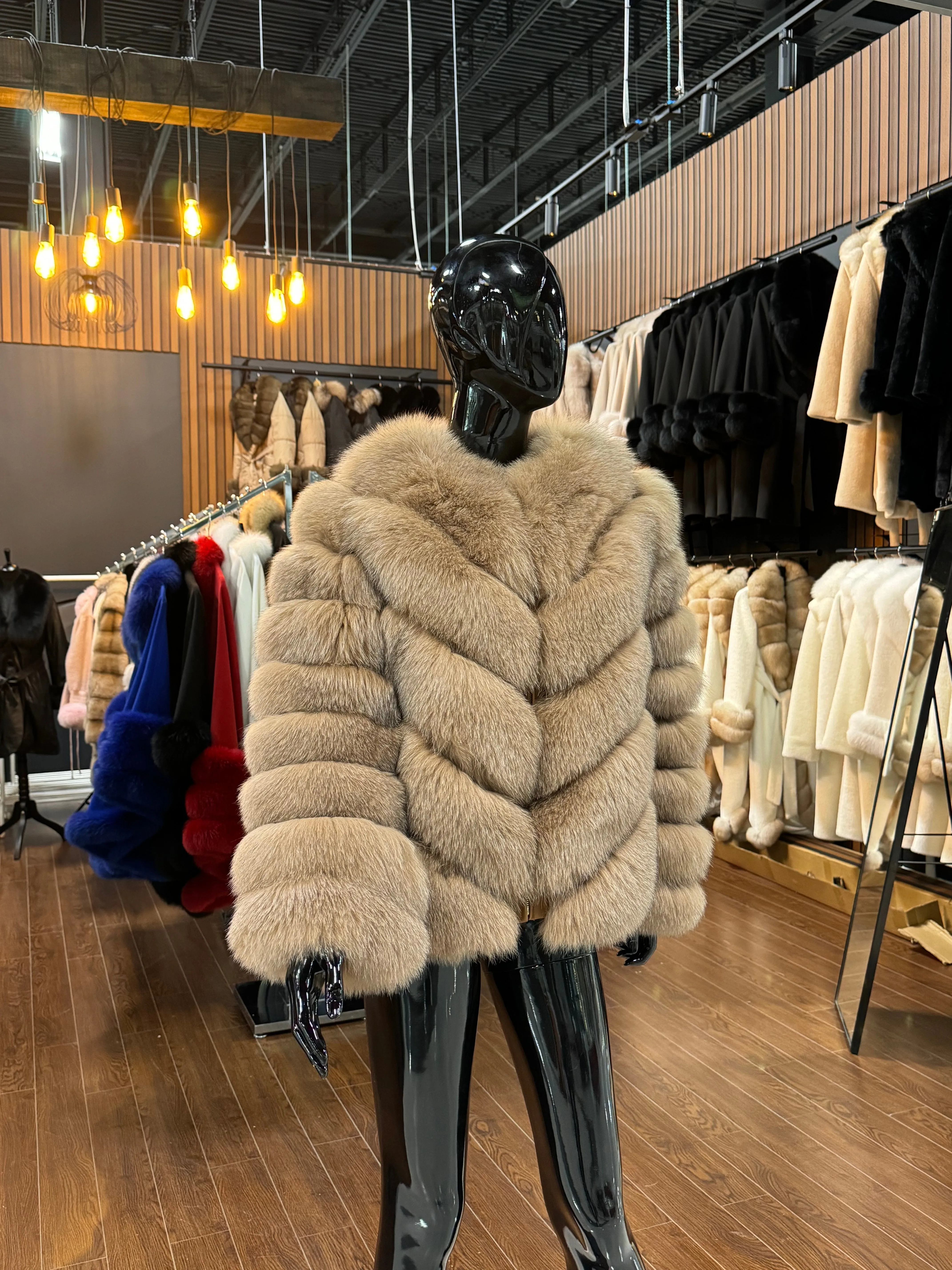 BROWN FOX FUR JACKET-SKU 1014