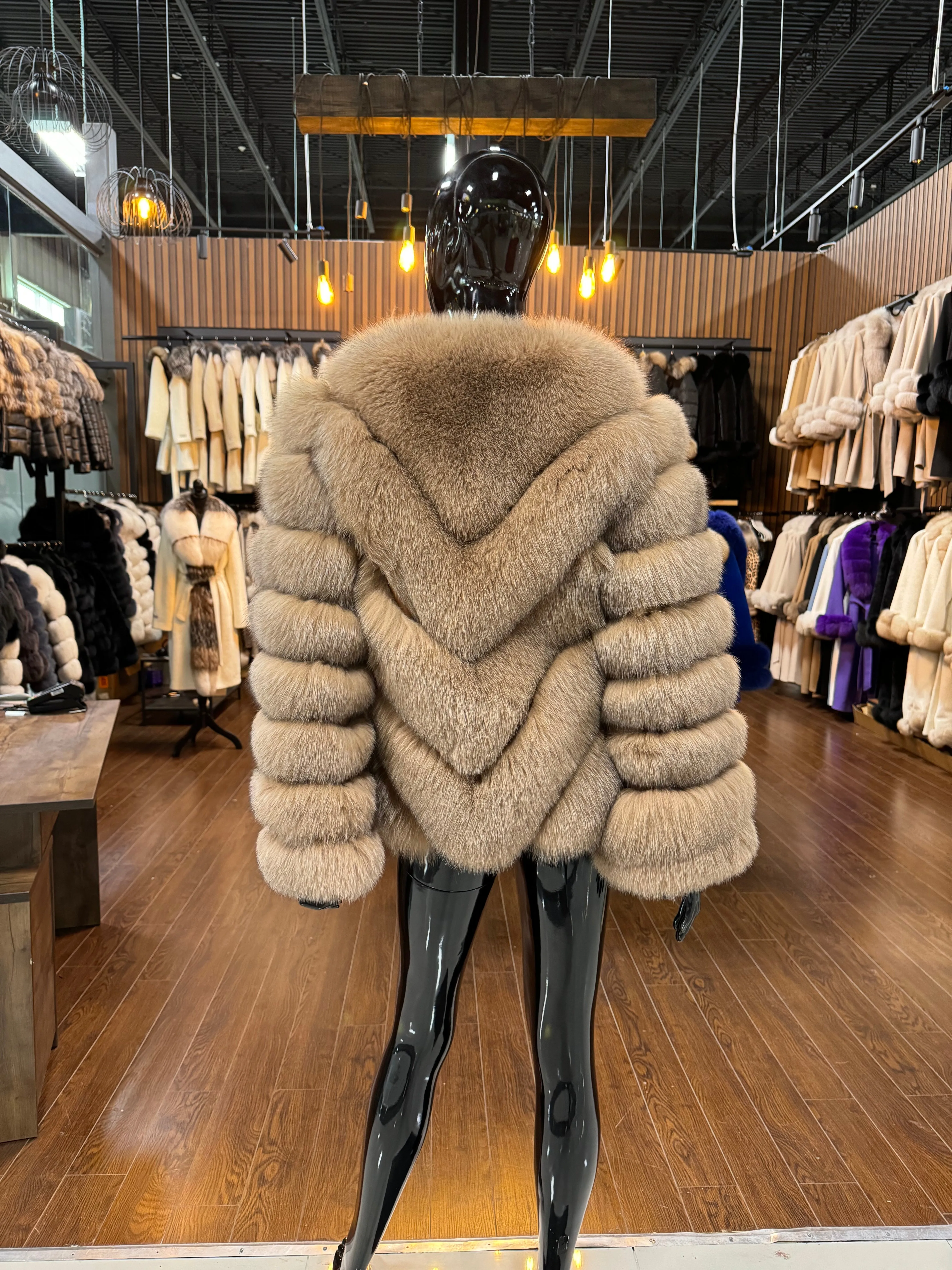 BROWN FOX FUR JACKET-SKU 1014