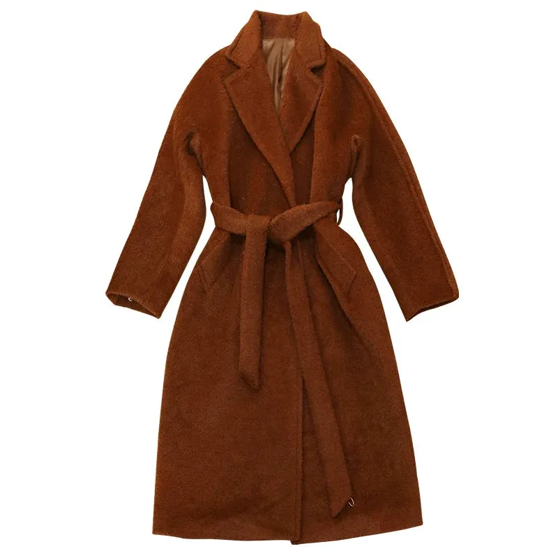 Brown Textured Wool Coat