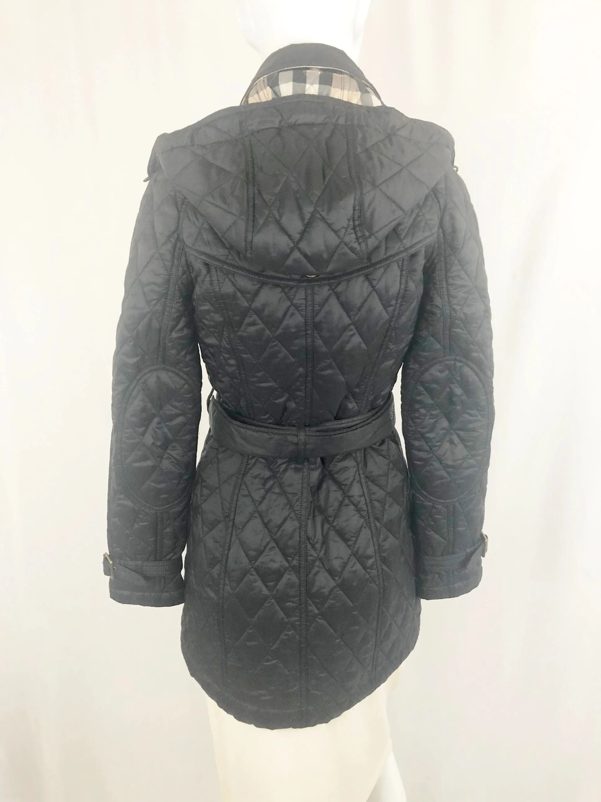 Burberry Brit Quilted Belted Coat Size Xs