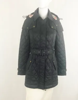 Burberry Brit Quilted Belted Coat Size Xs