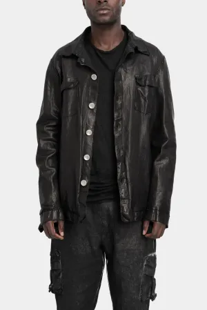 Buttoned up leather over shirt