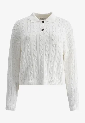 Cable Knit Polo Sweater