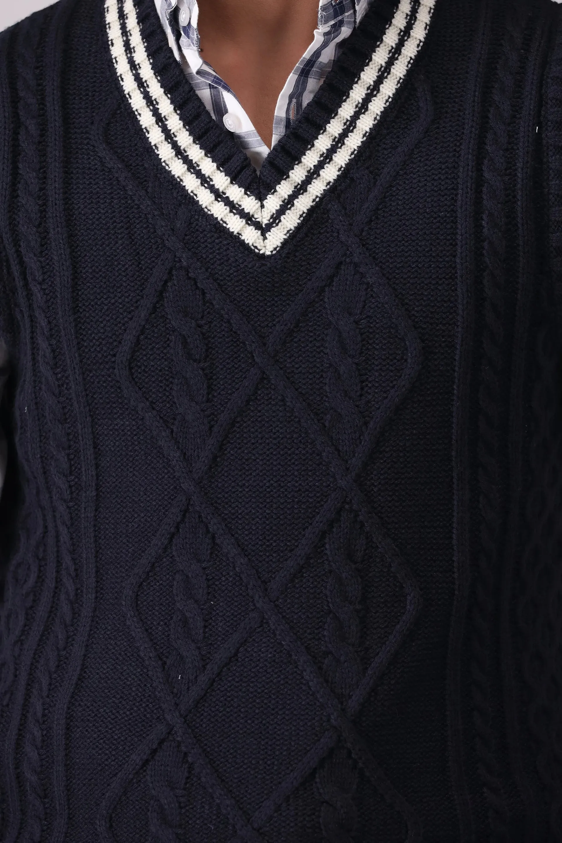 Cable Knit V-Neck Sweater Vest
