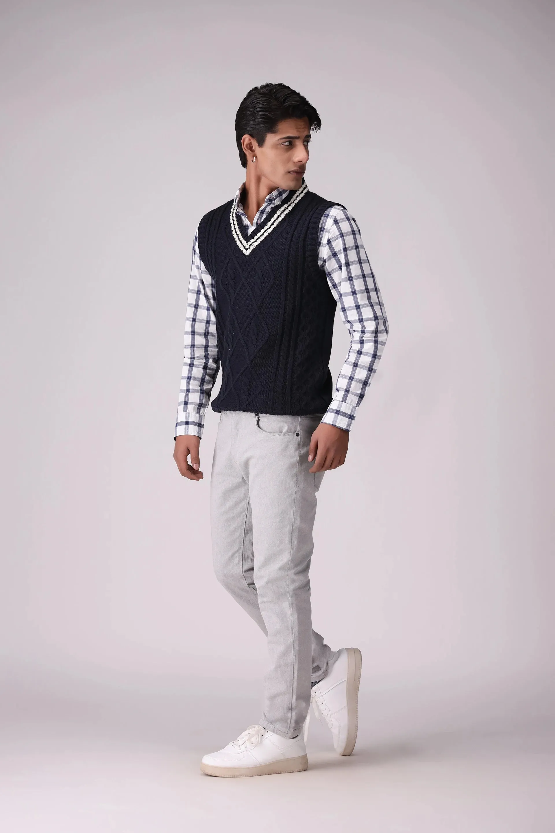 Cable Knit V-Neck Sweater Vest