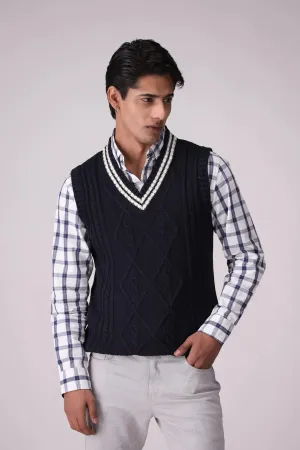 Cable Knit V-Neck Sweater Vest