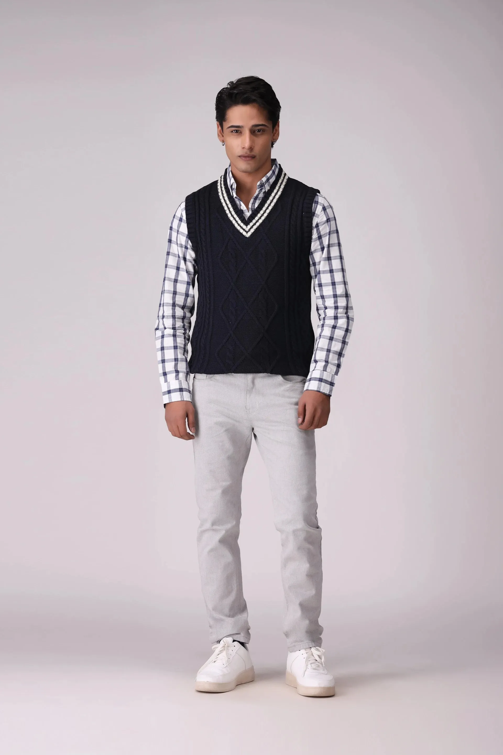 Cable Knit V-Neck Sweater Vest