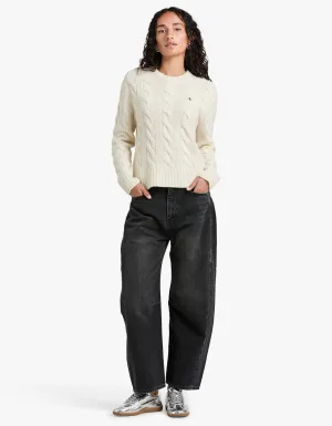 Cable Knit Wool Cashmere Sweater - Cream