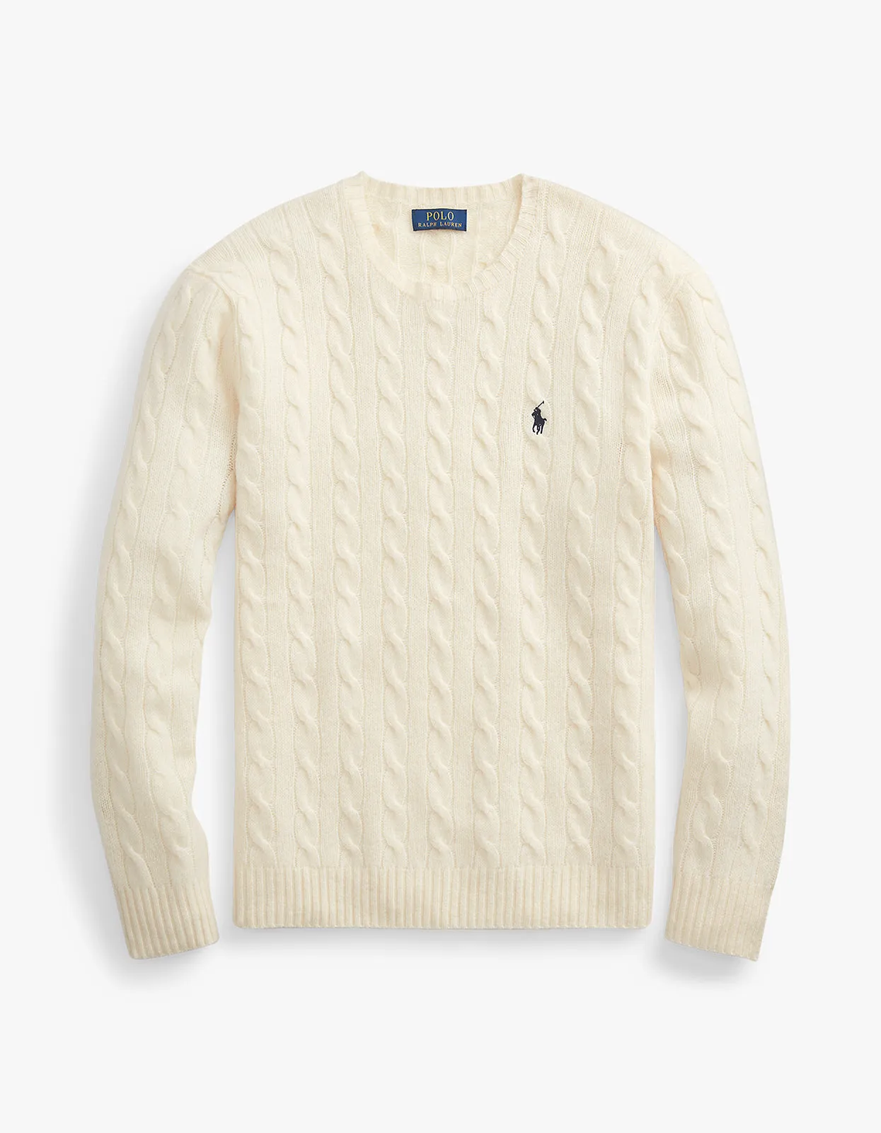 Cable Knit Wool Cashmere Sweater - Cream