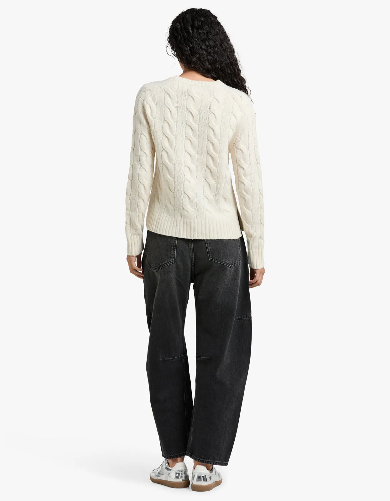 Cable Knit Wool Cashmere Sweater - Cream