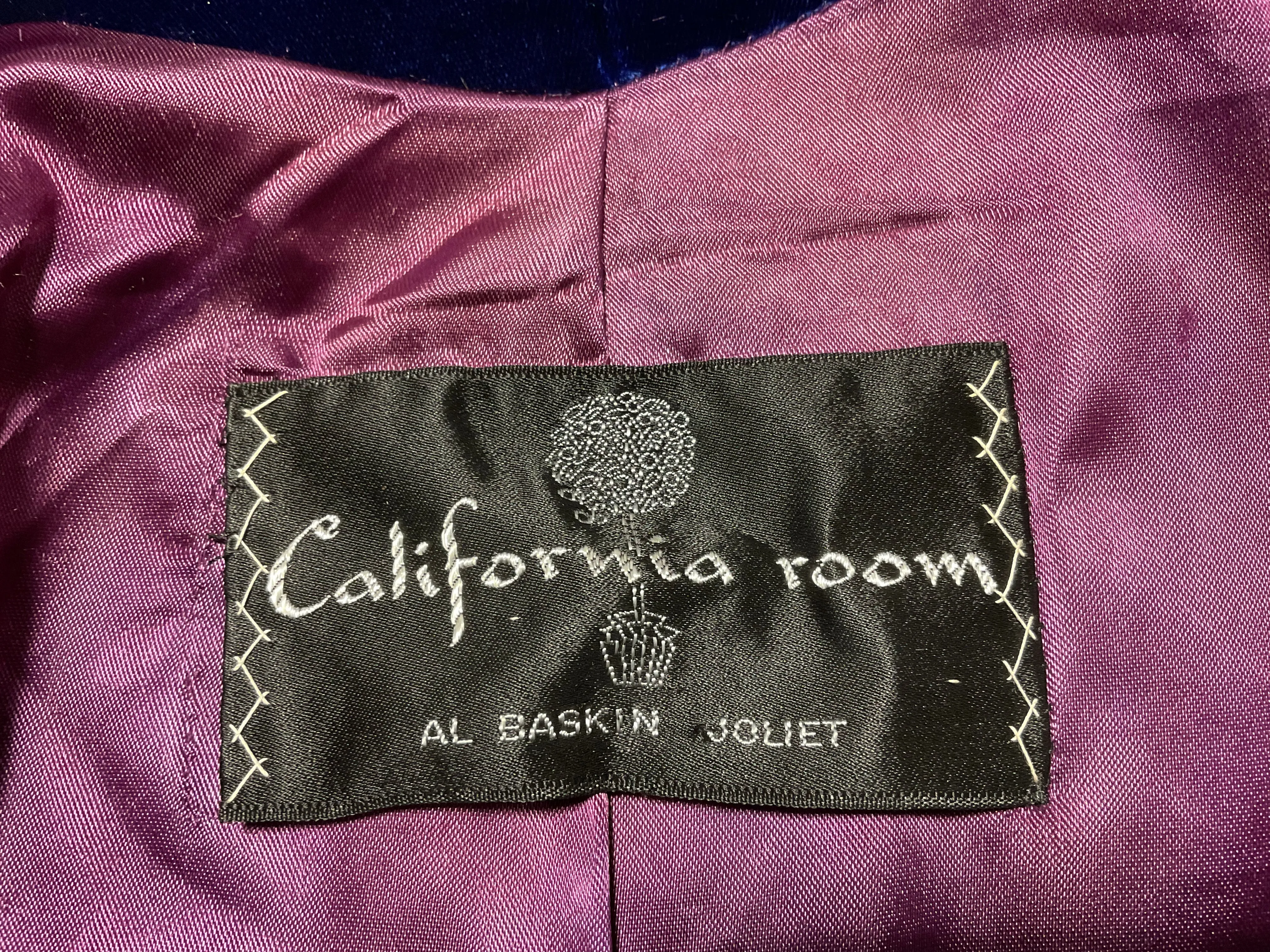 California Room Vintage 1960’s Royal Blue Velvet Evening Coat by Al Baskin Jouet Union Made