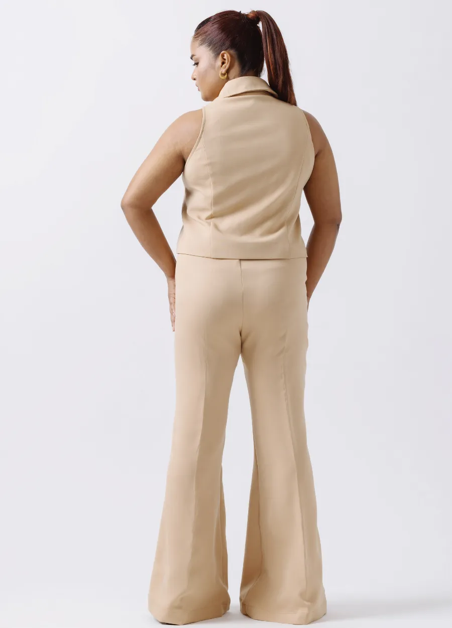 CAMEL FLARED TROUSERS