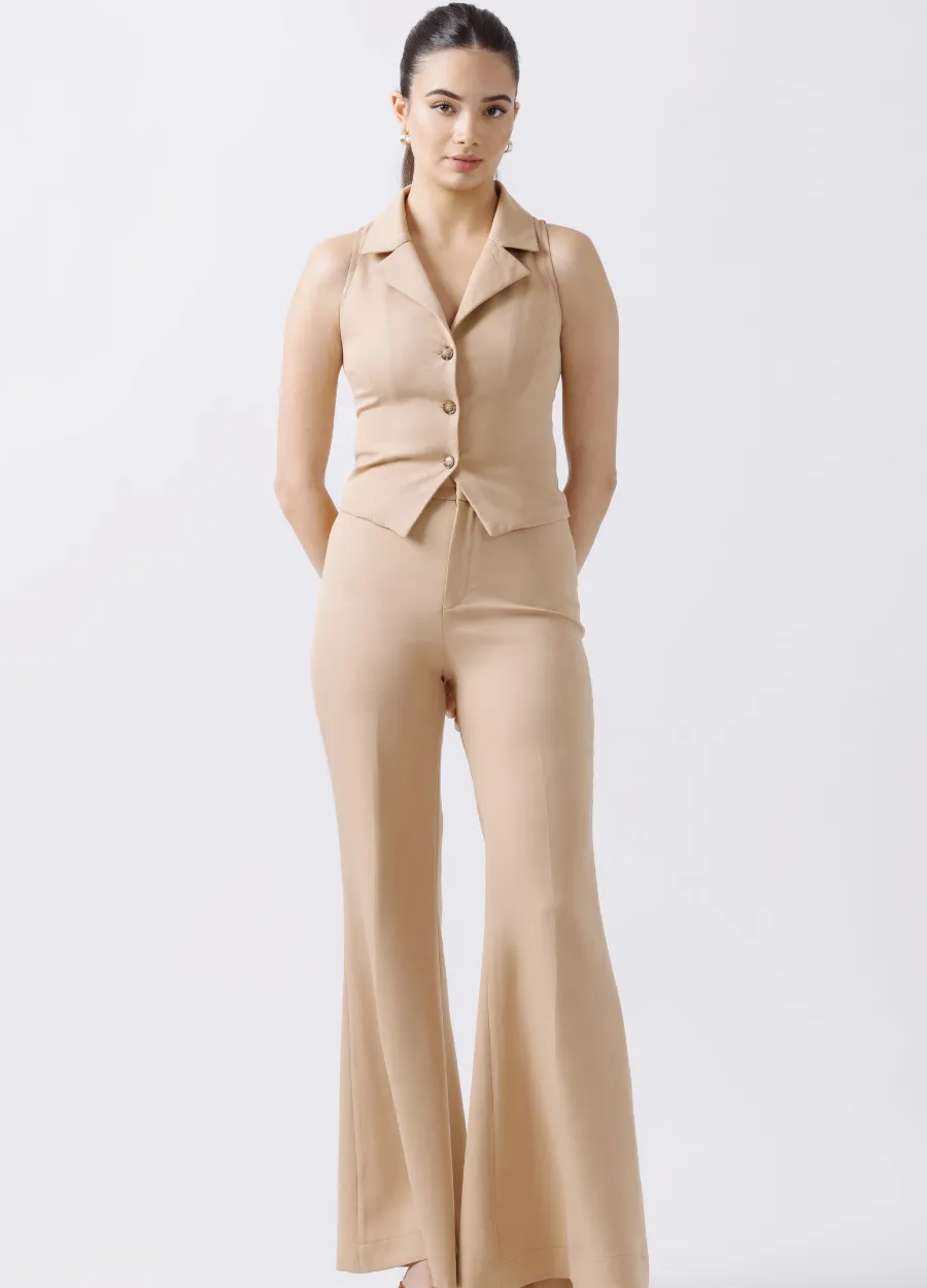 CAMEL FLARED TROUSERS