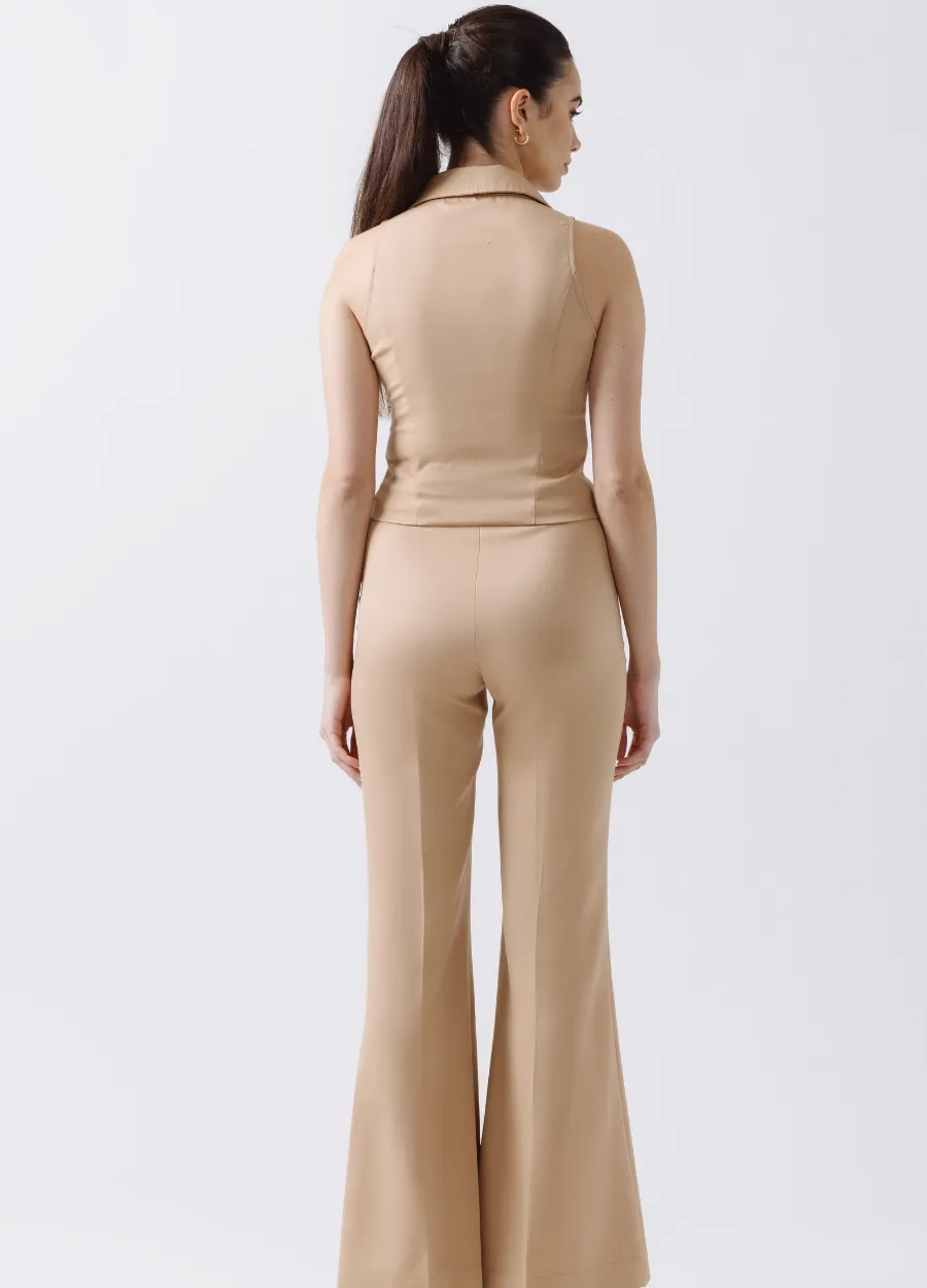CAMEL FLARED TROUSERS