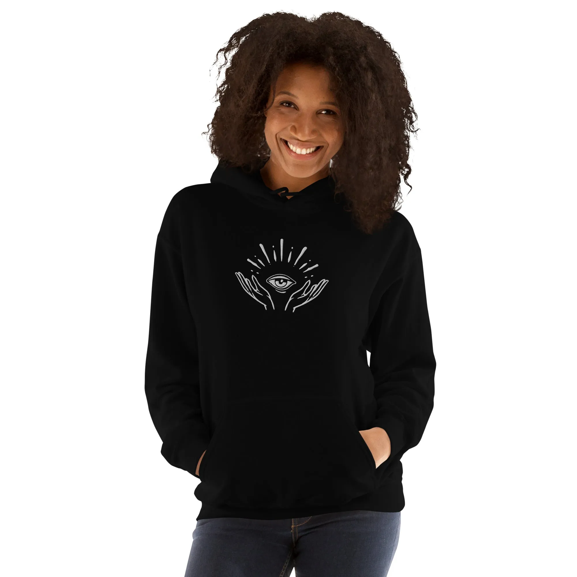 Celestial Hands & Eye Embroidered Hoodie