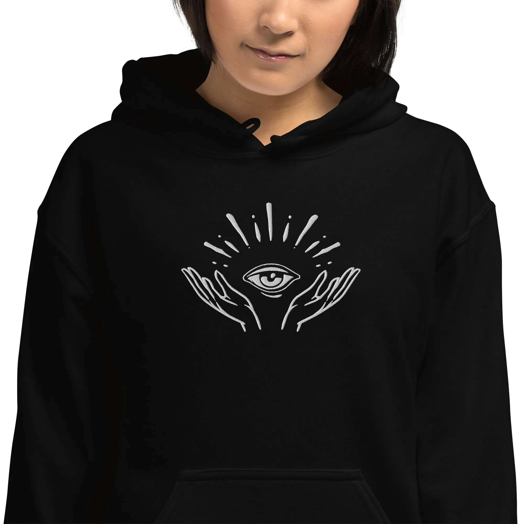 Celestial Hands & Eye Embroidered Hoodie