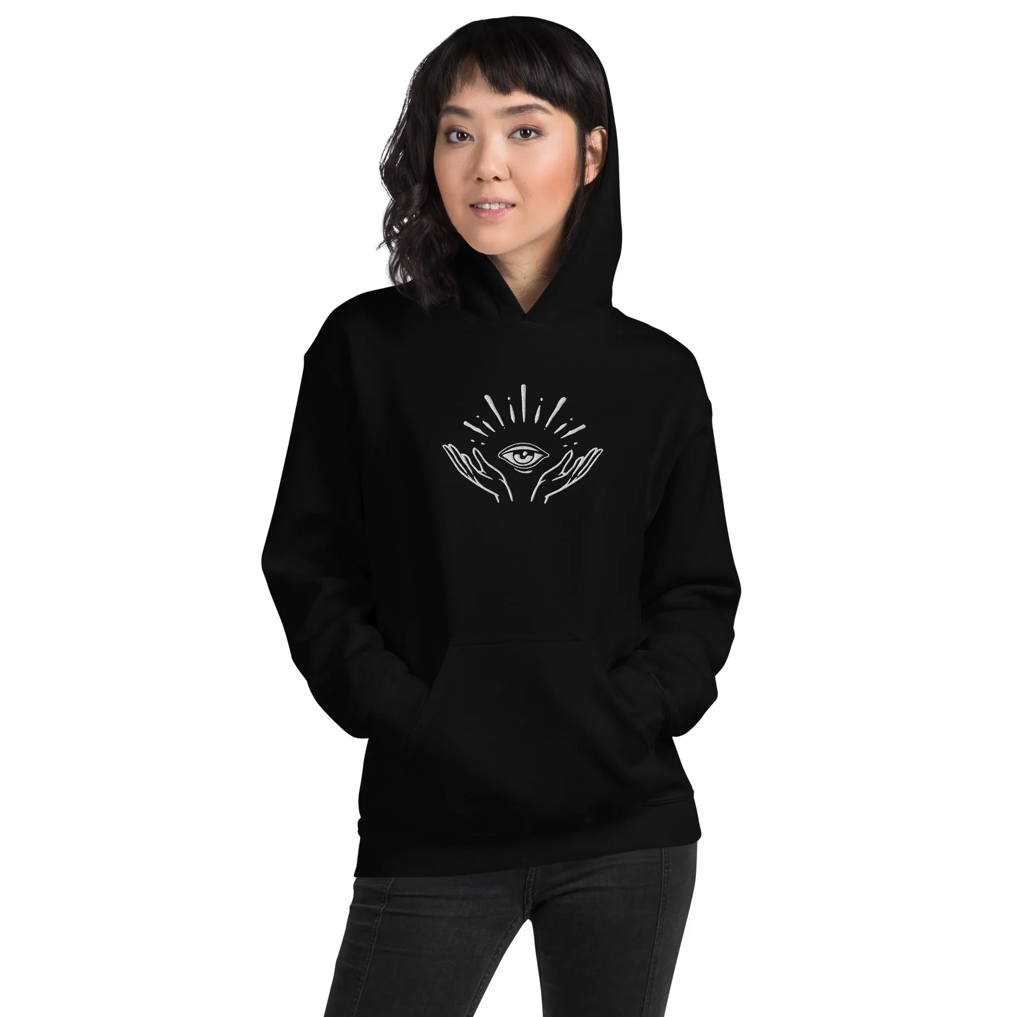 Celestial Hands & Eye Embroidered Hoodie