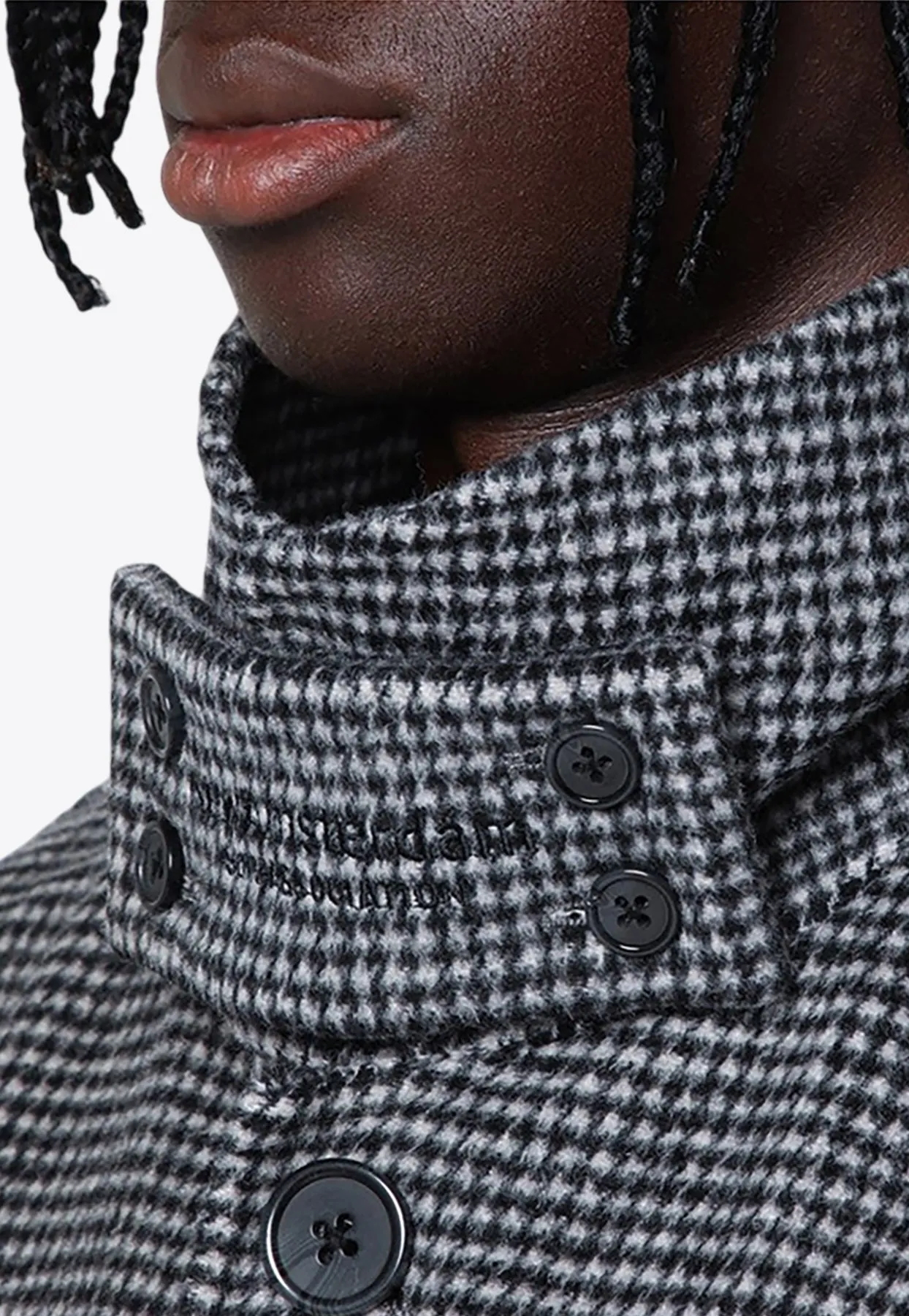 Checked Long Wool Coat