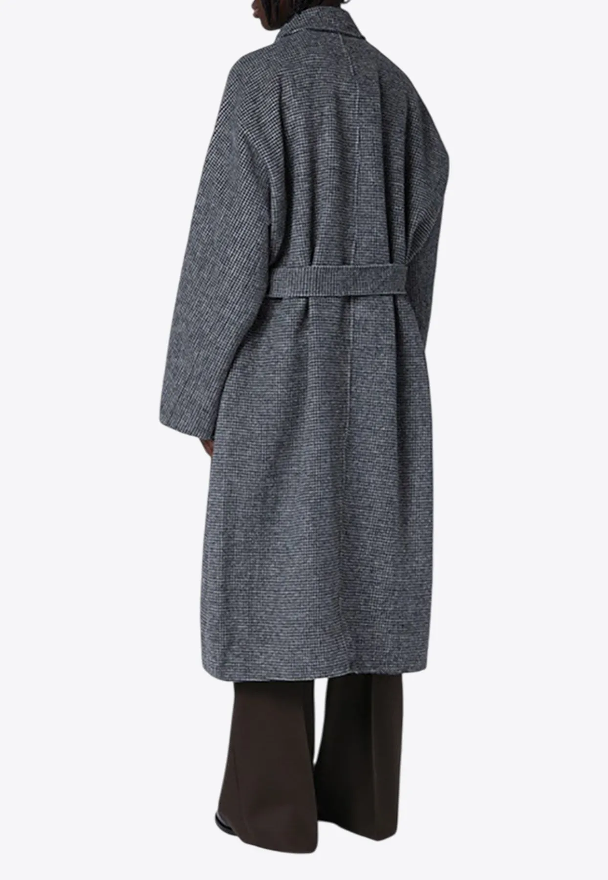 Checked Long Wool Coat