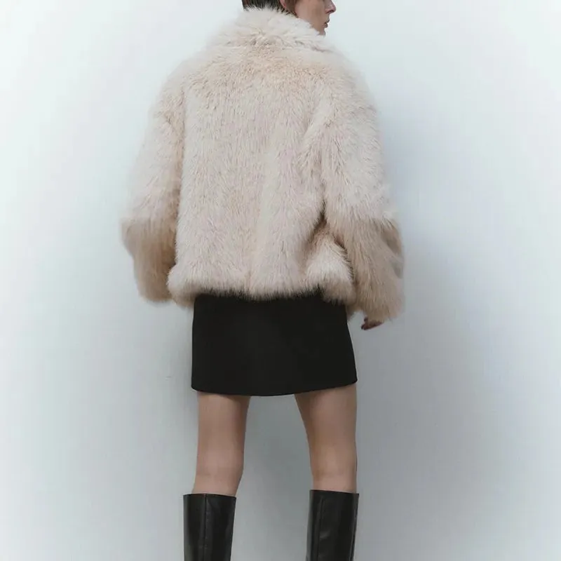 Chic Ins Blogger Brand Fashion Fake Fox Fur Jacket Coat Women 2023 Winter Luxury Design Big Collar Fur Coats Cool Girls Overcoat