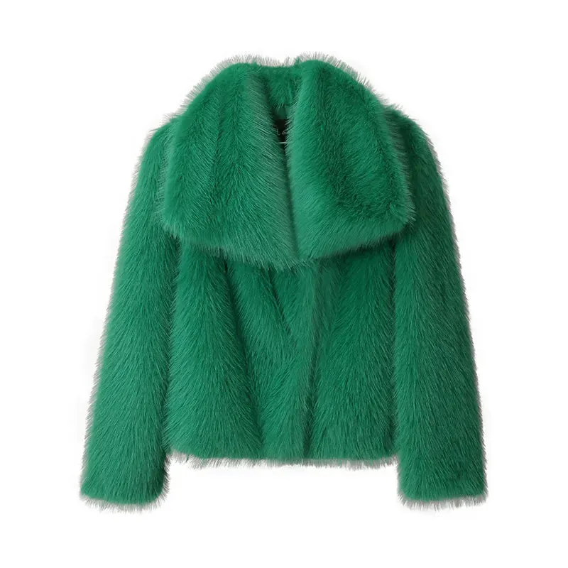 Chic Ins Blogger Brand Fashion Fake Fox Fur Jacket Coat Women 2023 Winter Luxury Design Big Collar Fur Coats Cool Girls Overcoat