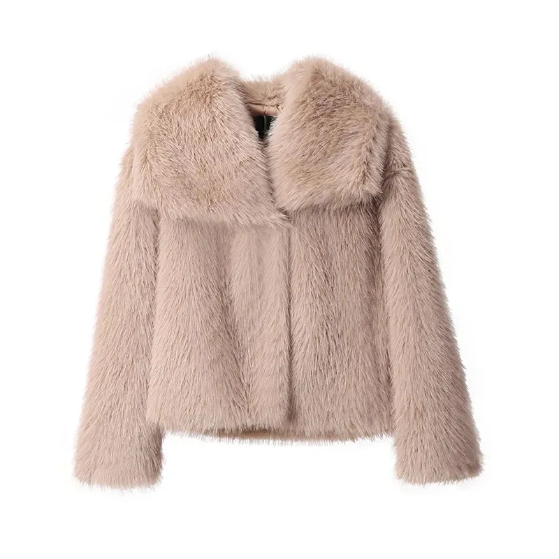 Chic Ins Blogger Brand Fashion Fake Fox Fur Jacket Coat Women 2023 Winter Luxury Design Big Collar Fur Coats Cool Girls Overcoat