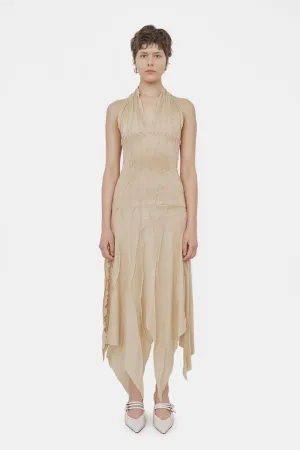 Circle Suture Dress in Beige