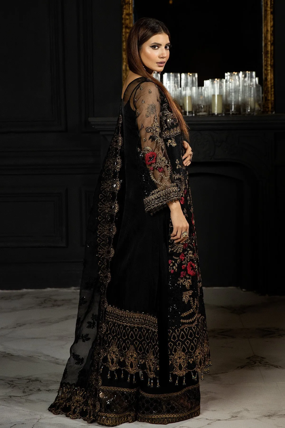 Classic Black Embroidered Pakistani Salwar Kameez Dupatta Salwar Suit