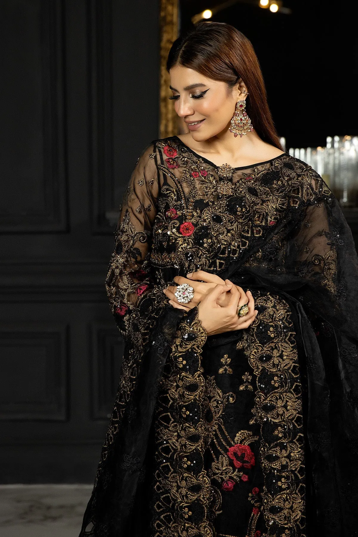 Classic Black Embroidered Pakistani Salwar Kameez Dupatta Salwar Suit