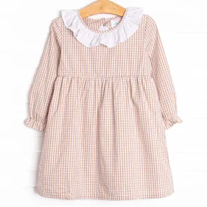 Classic Caroline Dress, Tan Gingham
