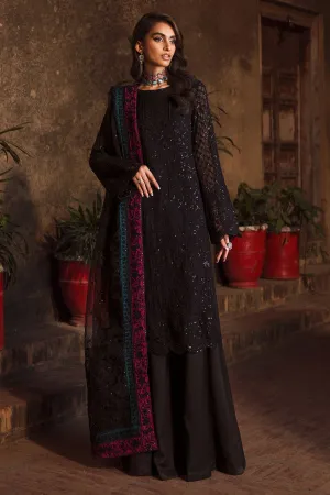Classic Dark Black Embroidered Chiffon Pakistani Salwar Kameez