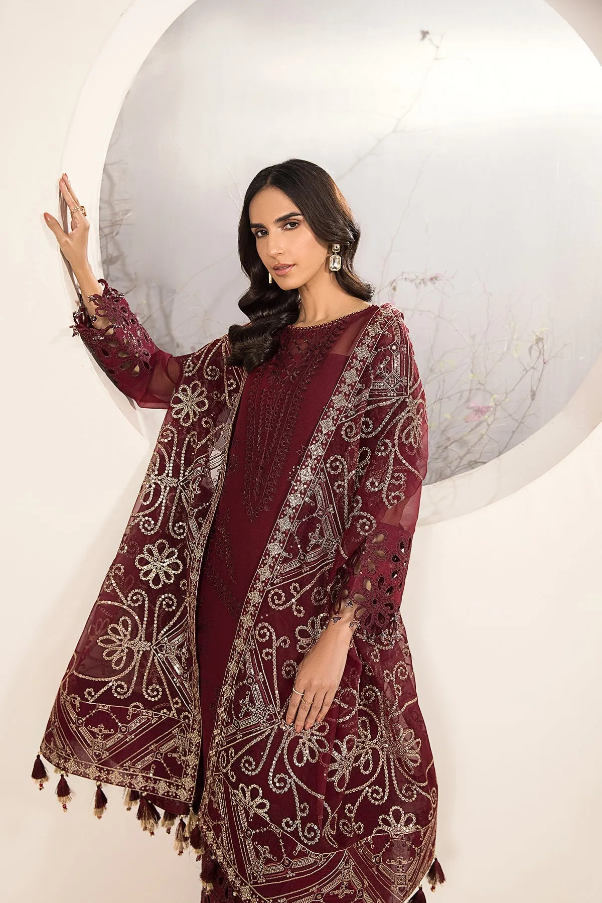 Classic Maroon Salwar Kameez Embroidered Pakistani Salwar Suit