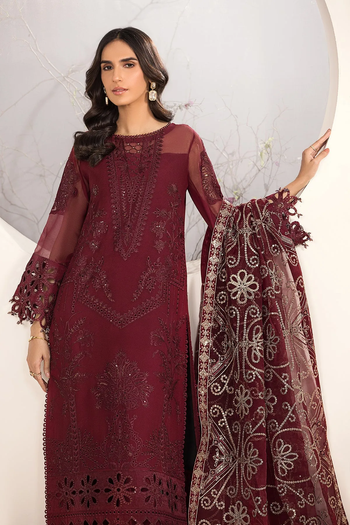 Classic Maroon Salwar Kameez Embroidered Pakistani Salwar Suit