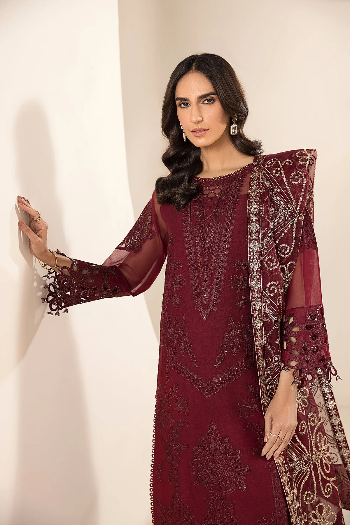 Classic Maroon Salwar Kameez Embroidered Pakistani Salwar Suit