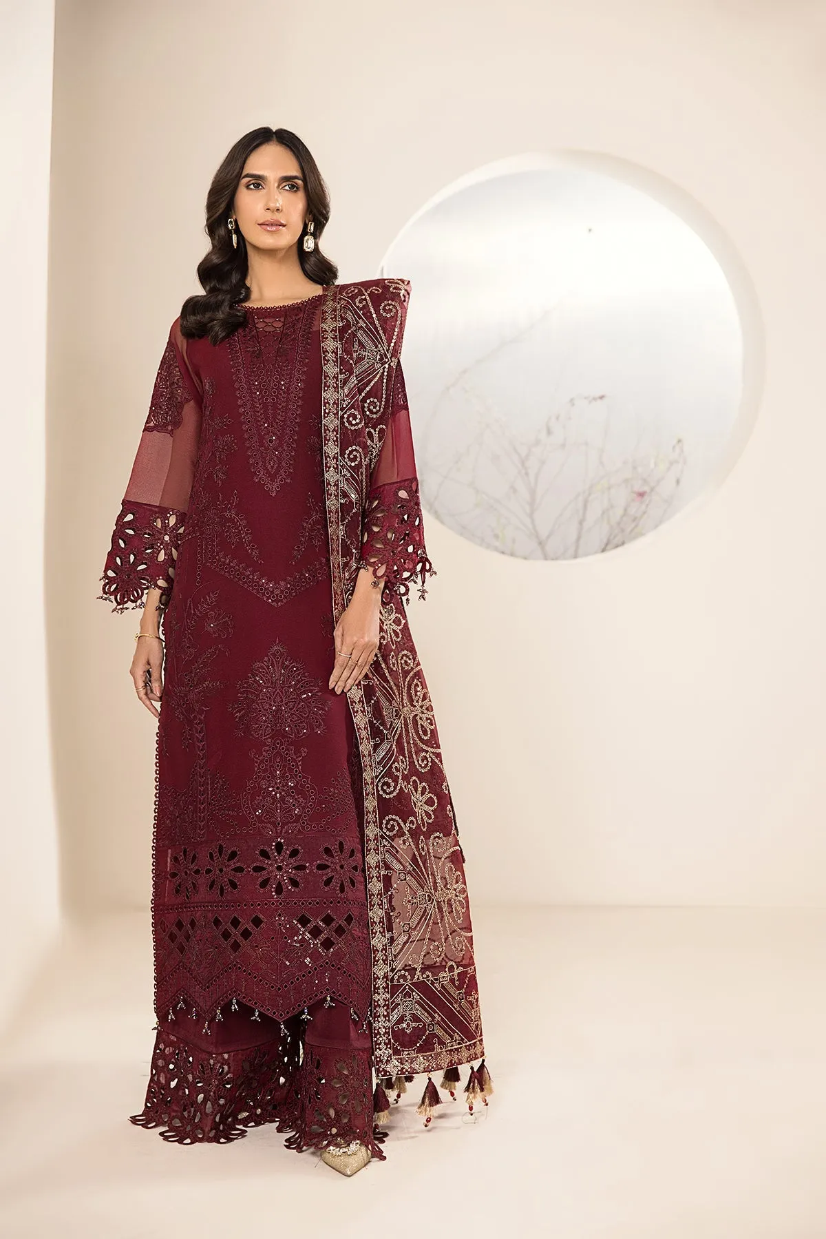 Classic Maroon Salwar Kameez Embroidered Pakistani Salwar Suit