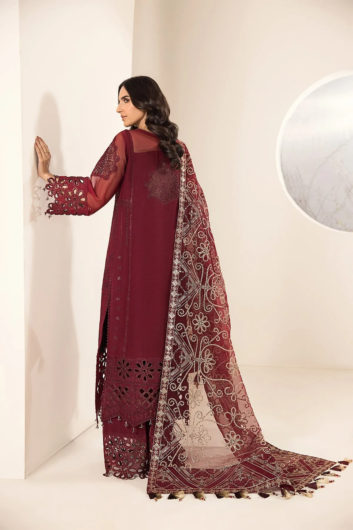 Classic Maroon Salwar Kameez Embroidered Pakistani Salwar Suit